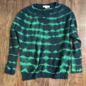 Stella McCartney Striped Black and Green Crewneck Sweater